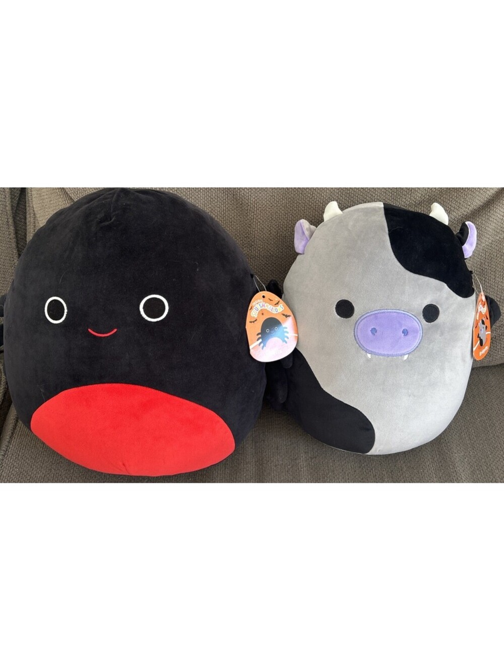 Squishmallows Halloween 16" Bella Spider & Bridgette Cow Bat LOT NEW NWT